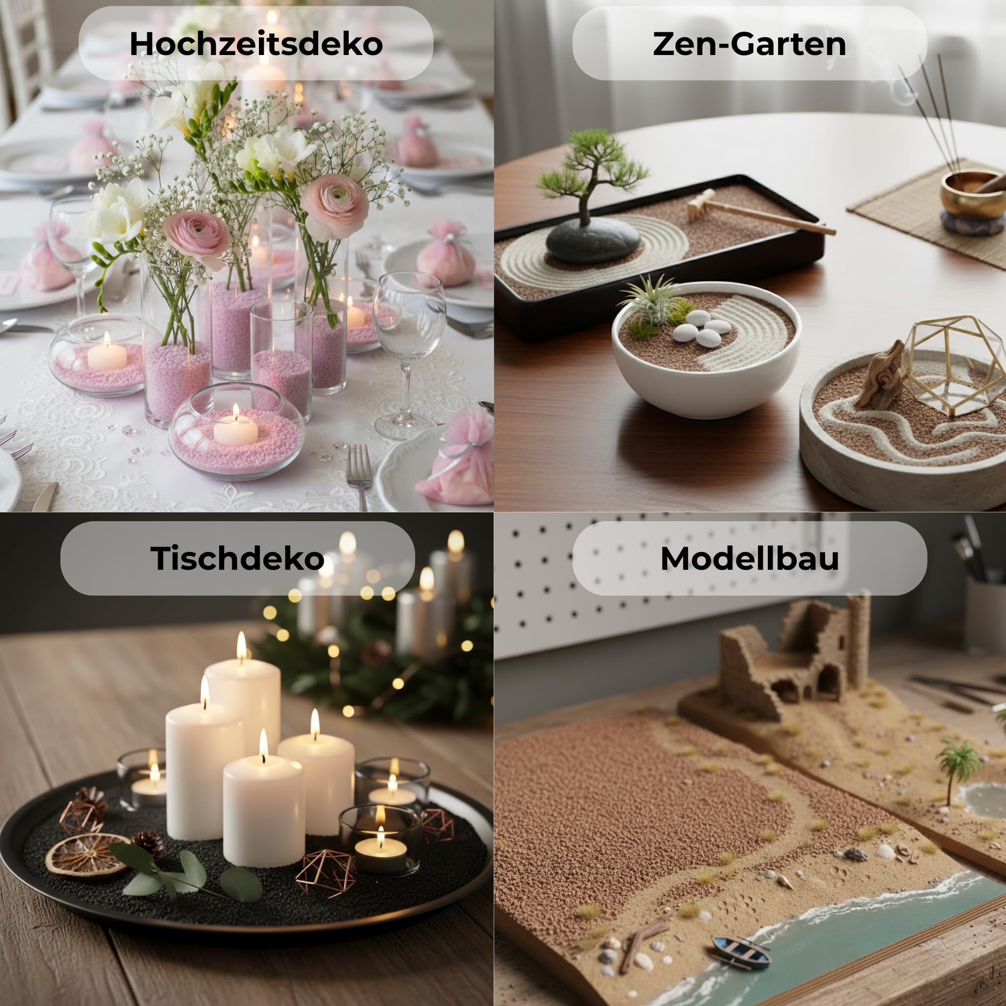Sable décoratif argenté 10 kg – Pierres décoratives fines pour vases, verres, décoration de table et fleuriste
