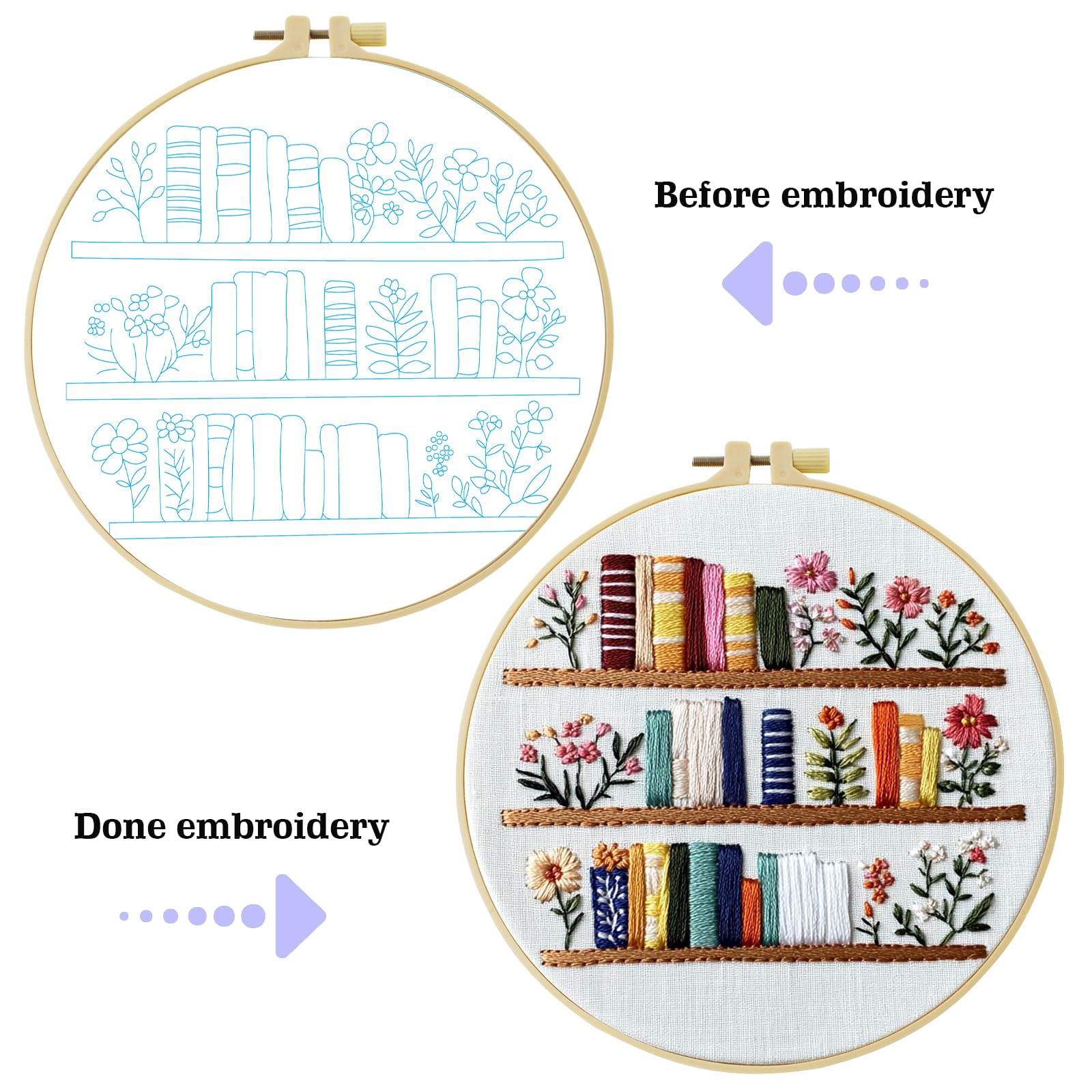 Beginner Embroidery Kit - Flowers & Patterns -4