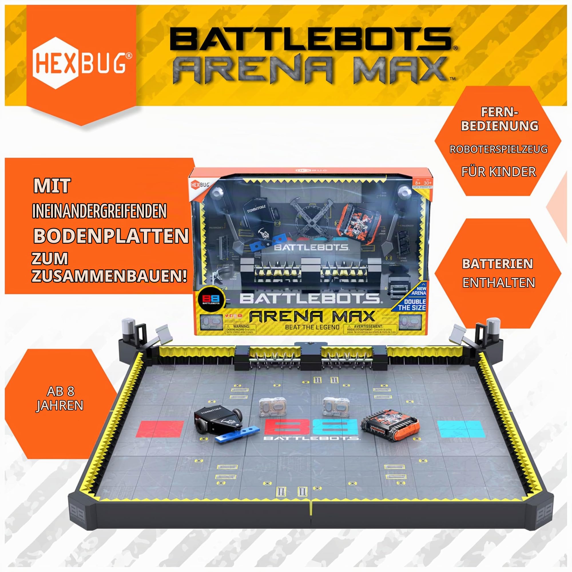 Hexbug BattleBots Arena MAX, Multiplayer Robot Board Game for Kids, Remote Control Toy, Batteries Included, for Boys and Girls Ages 8 and Up