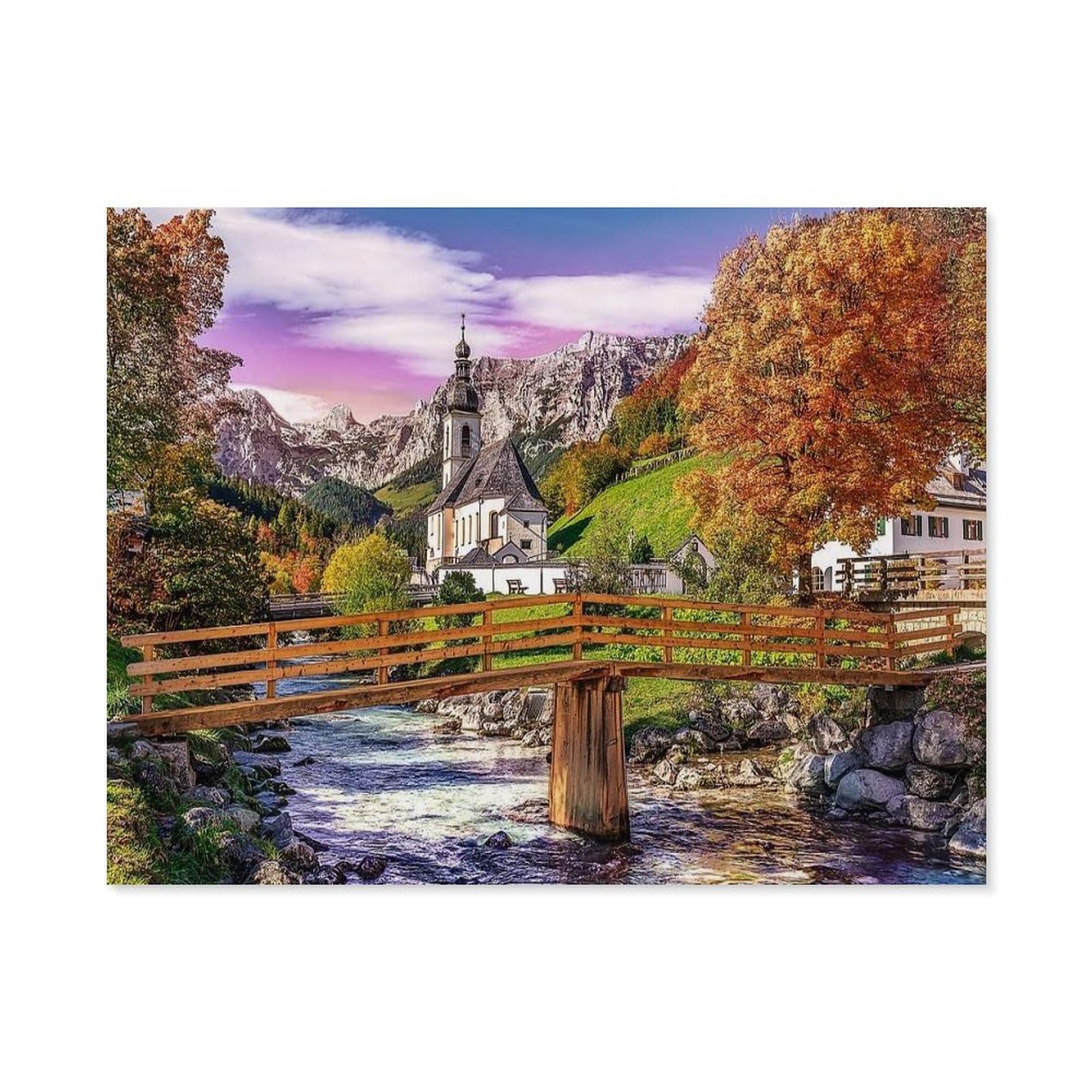 Paint by Numbers for Adults，Autumnal Bavaria，DIY Oil Painting Kits for Adults Kids without Frame with Brushes and Acrylic Pigment Paint by Numbers Canvas Arts Crafts for Home Wall Decor(50x60cm）-D36