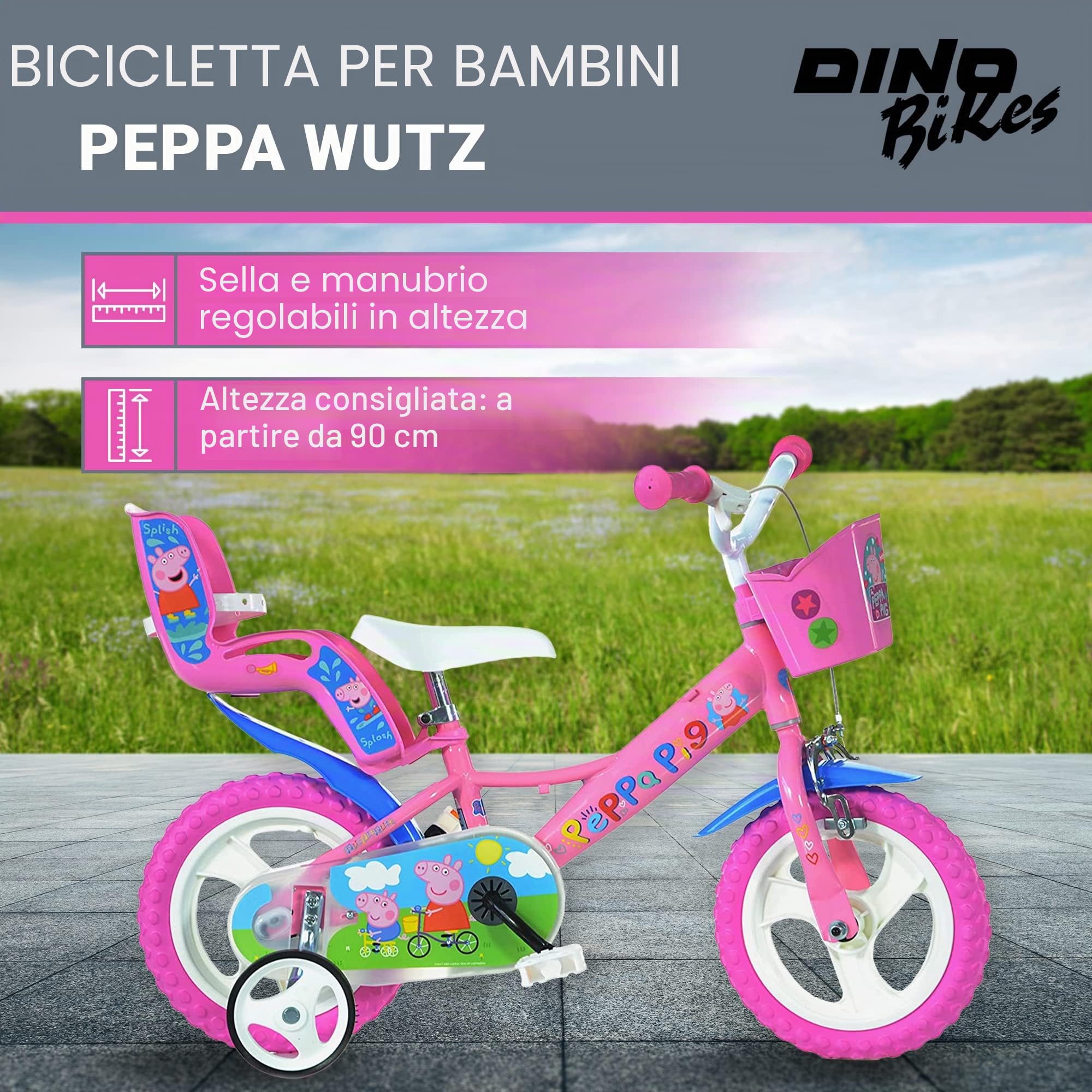 Dino Bikes per Peppa Pig Bicicletta Bambina 12 pollici