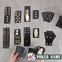 Vista 5 de Zubebe 24 barajas de cartas impermeables de plástico negro dorado cartas de póquer impermeables de lujo para adultos, lavables, uso para fiestas
