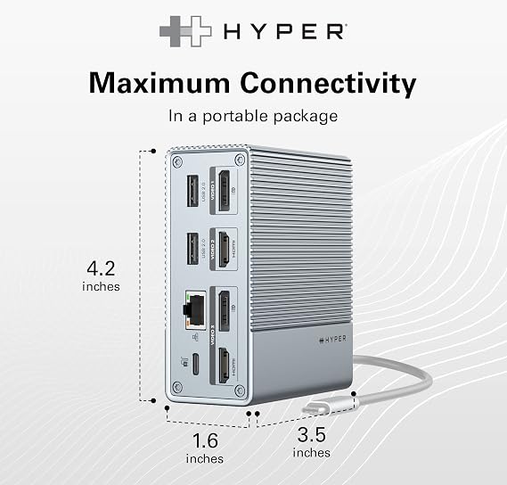 HyperDrive USB-C & Thunderbolt 4 GEN2 12-in-1 Docking Station, 100W PD for MacBook Pro/Air, iPad, PC, 4K USB C Triple Display, 10Gbps, Gigabit Ethernet