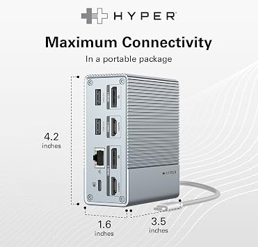HyperDrive USB-C & Thunderbolt 4 GEN2 12-in-1 Docking Station, 100W PD for MacBook Pro/Air, iPad, PC, 4K USB C Triple Display, 10Gbps, Gigabit Ethernet