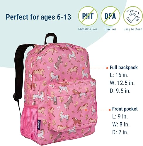 Miniatura 3 de Wildkin Mochila para niños de 16 pulgadas, duradera, acolchada y espaciosa para niños y niñas, Caballos salvajes, 16 pulg., Mochila de 16 pulgadas