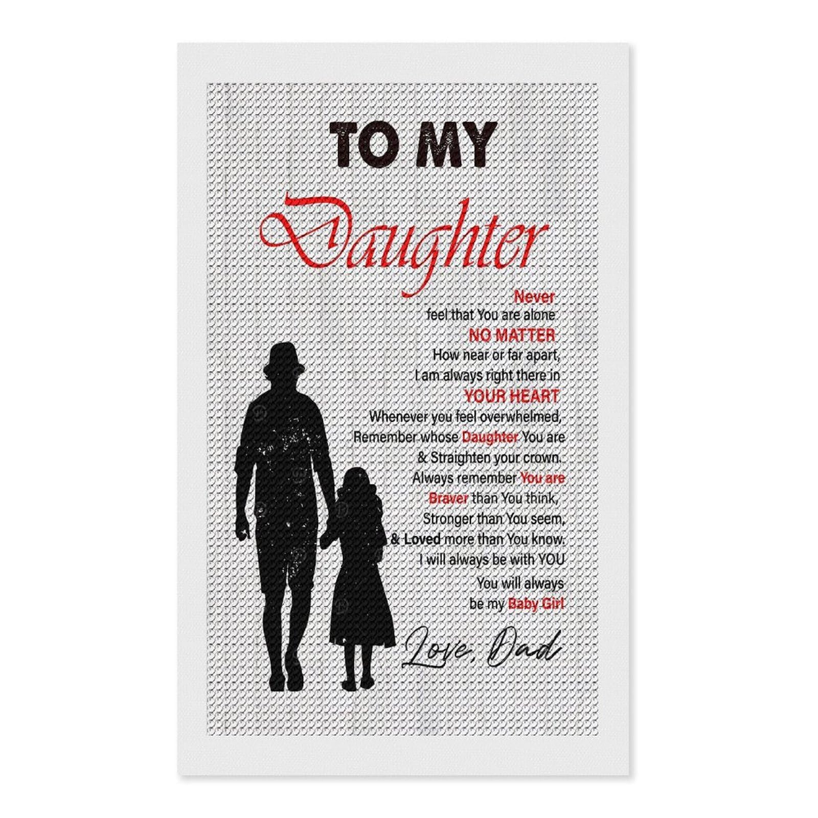 Junmoney to My Daughter from Dad Diamond Painting Canvas Kit 12"x20", Adhesive Canvas, Living Room Decor, Farmhouse Decor, Winter Craft