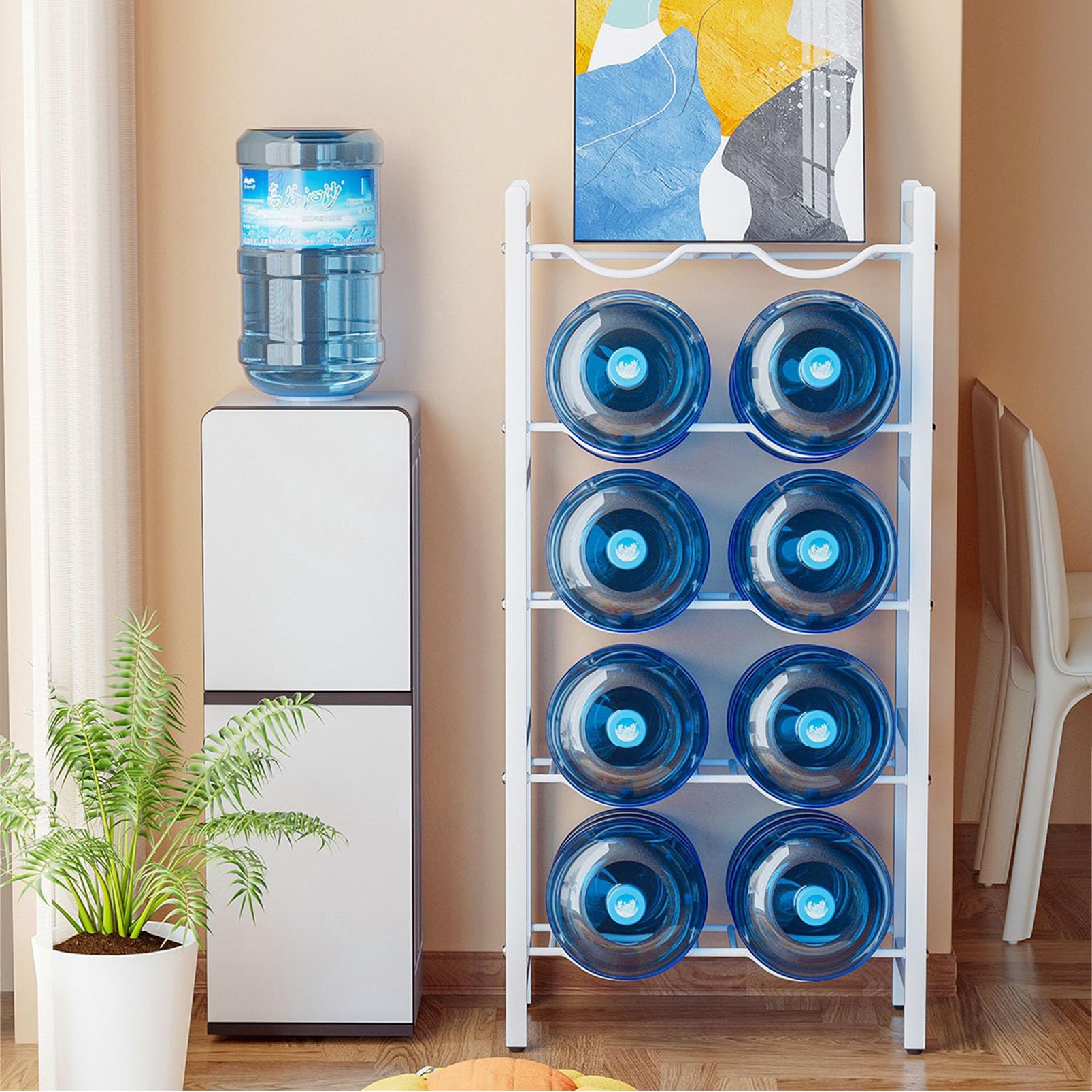 Soporte para jarra de agua de 5 galones, soporte de enfriador de agua resistente, estante de almacenamiento de botellas para cocina, oficina, garaje