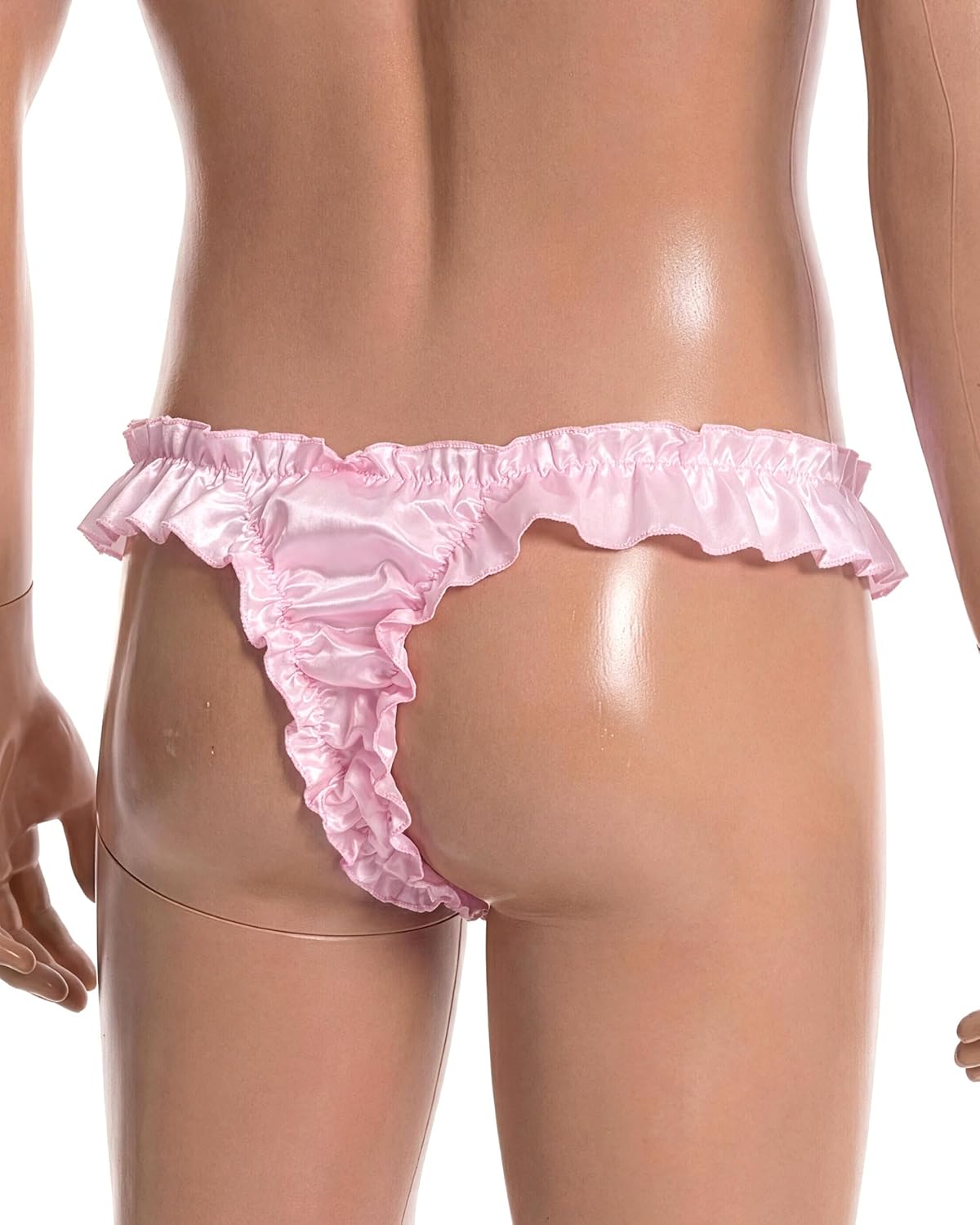 Satini Men's Satin Ruffle Low Rise Sissy Thong Tanga Knickers Briefs Panties - Image 4
