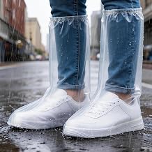 10Pcs With high top Waterproof Shoe covers-Shoe ponchos-Plastic shoe covers -Shoe covers-Indoor Outdoor Rain covers for shoes,Plastic overshoes for men women -Boot covers-Rain shoes-Clear-XL
