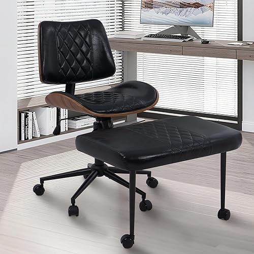 Silla de oficina ergonómica con patas cruzadas con ruedas, altura ajustable y giratoria de 360 para meditación, escritorio y yoga, diseño cruzado