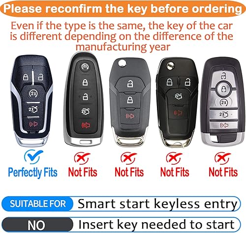 Miniatura 2 de Sindeda Funda para llavero Ford con llavero de poliuretano termoplástico suave de alta calidad, protección completa, compatible con Ford Fusion