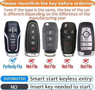 for Ford Key Fob Cover with Keychain Premium Soft TPU Full Protection Key Case Shell Compatible with 2013-2016 Ford Fusion 2015-2017 Ford Mustang F-150 Explorer(Rose Gold)