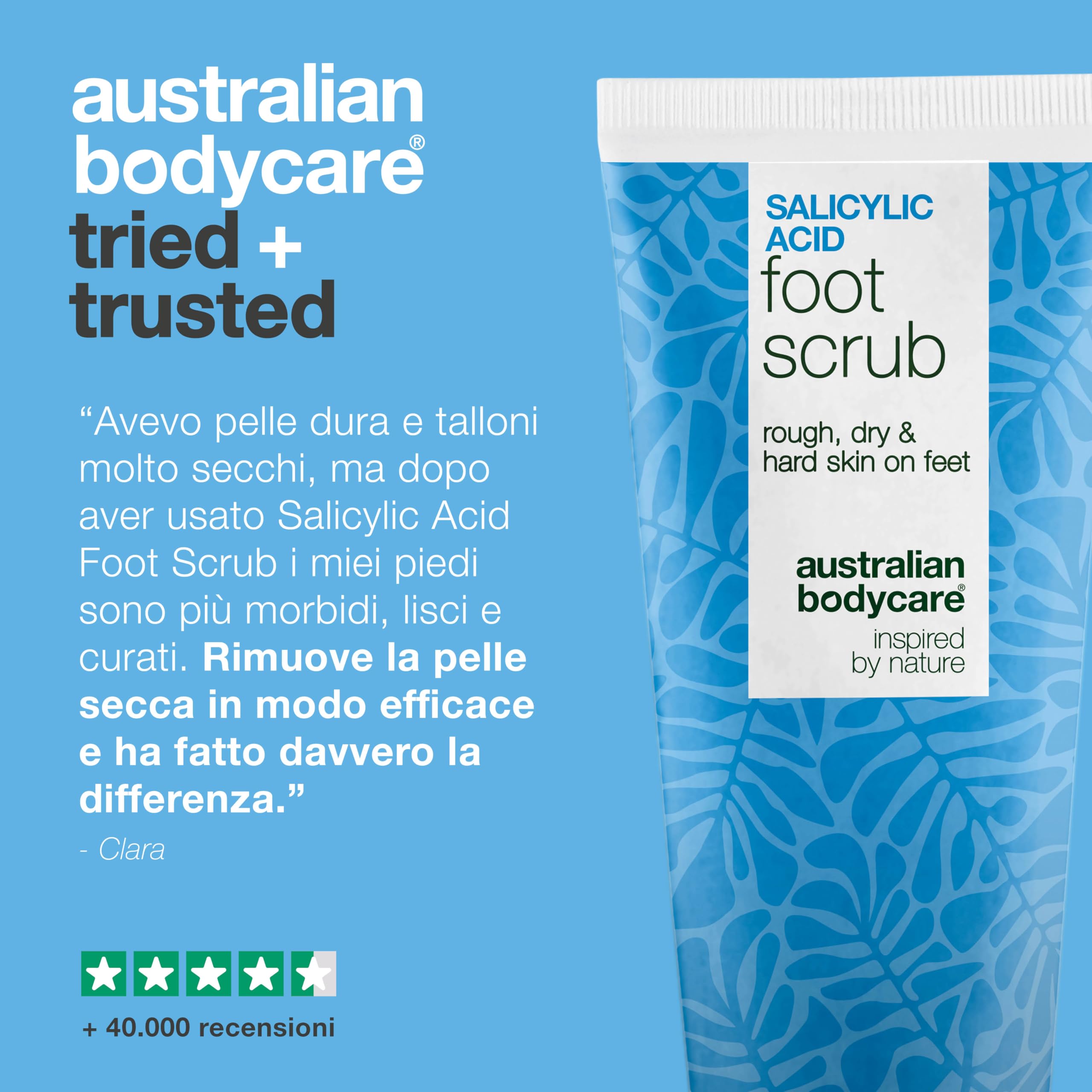 Scrub piedi esfoliante per talloni screpolati, calli, duroni e piedi secchi – peeling AHA/BHA con acido glicolico + acido salicilico e semi di albicocca, rimuove le cellule morte