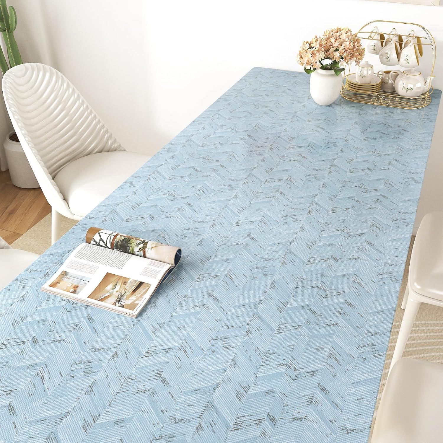 Wallercity Light Blue Twill Grasscloth Peel and Stick Wallpaper Removable Fabric Grass Cloth Wallpaper Self Adhesive Twill Cloth Contact Paper for Cabinets Shelf Waterproof Vinyl Paper 15.8''x78.7''