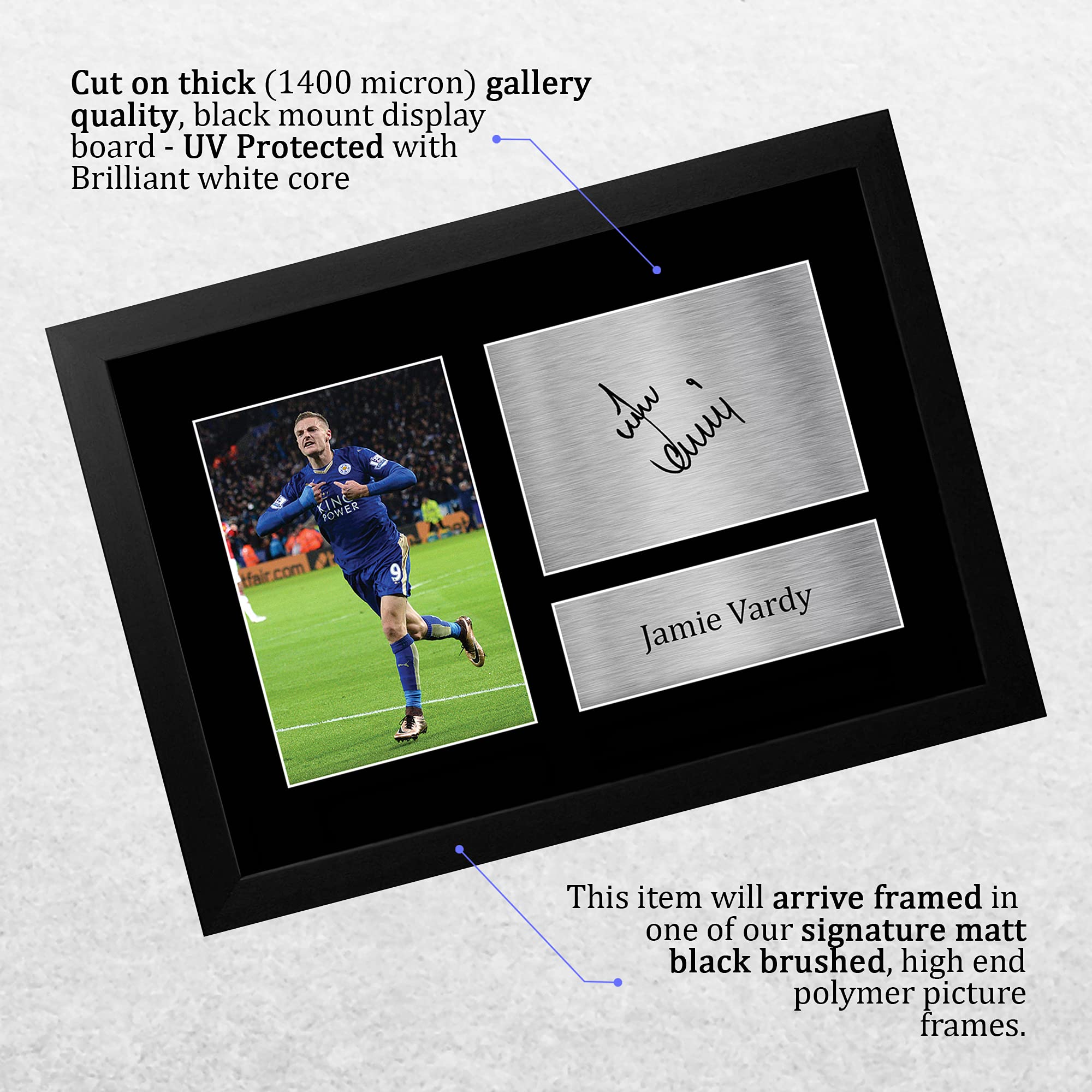 HWC Trading FR A4 Jamie Vardy Leicester City Gifts - Immagine autografata stampata per tifosi e tifosi di calcio - Cornice A4