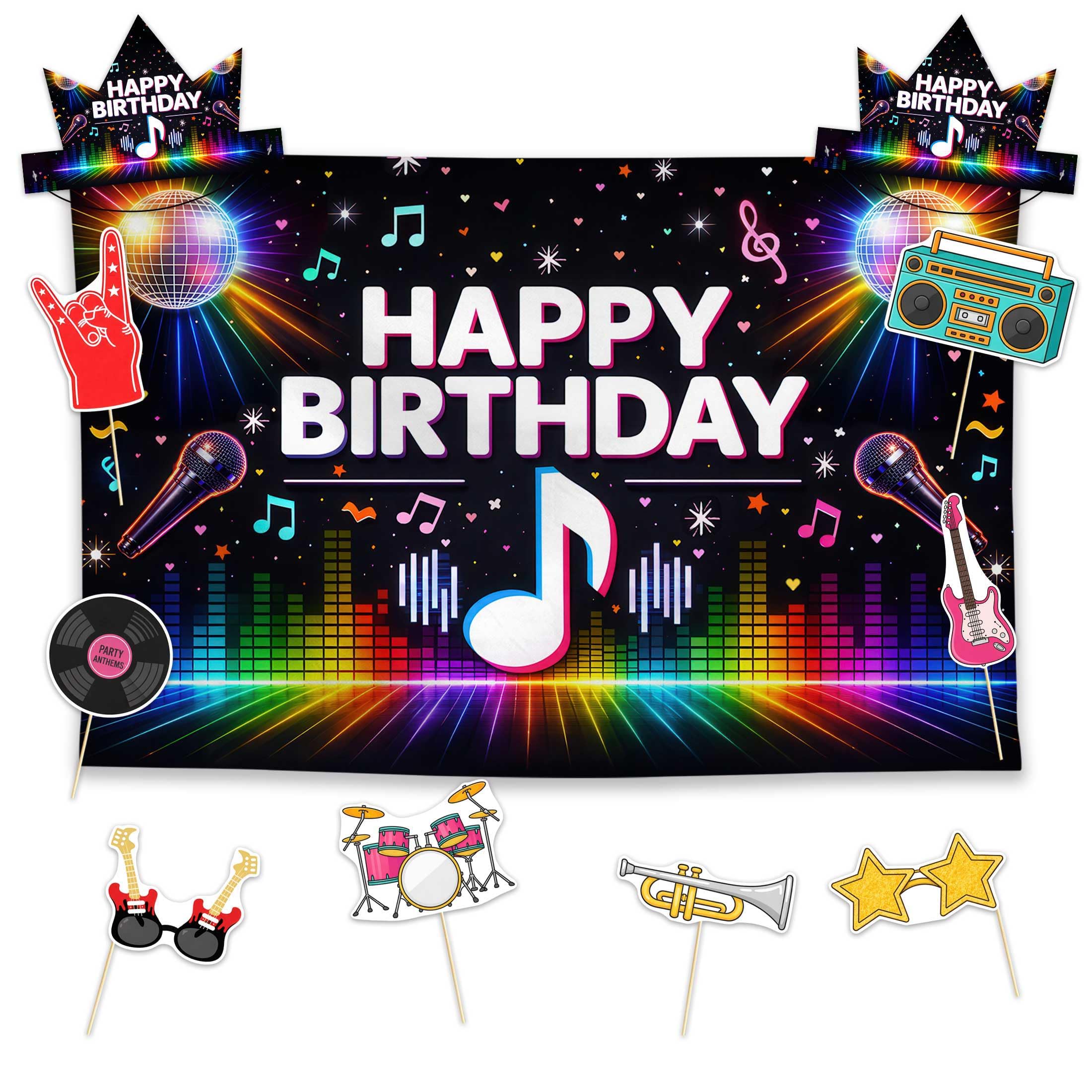Accessoires de photomaton Allenjoy et bandeaux rétro pour animation de fête d'anniversaire