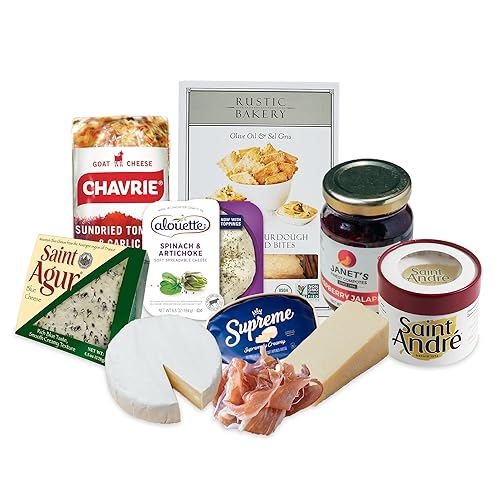 The Cheese Lover Shop - Caja de regalo para fiestas de 12, plato de queso con 7 quesos gourmet con 4 acompañamientos, juego de regalo de muestra de