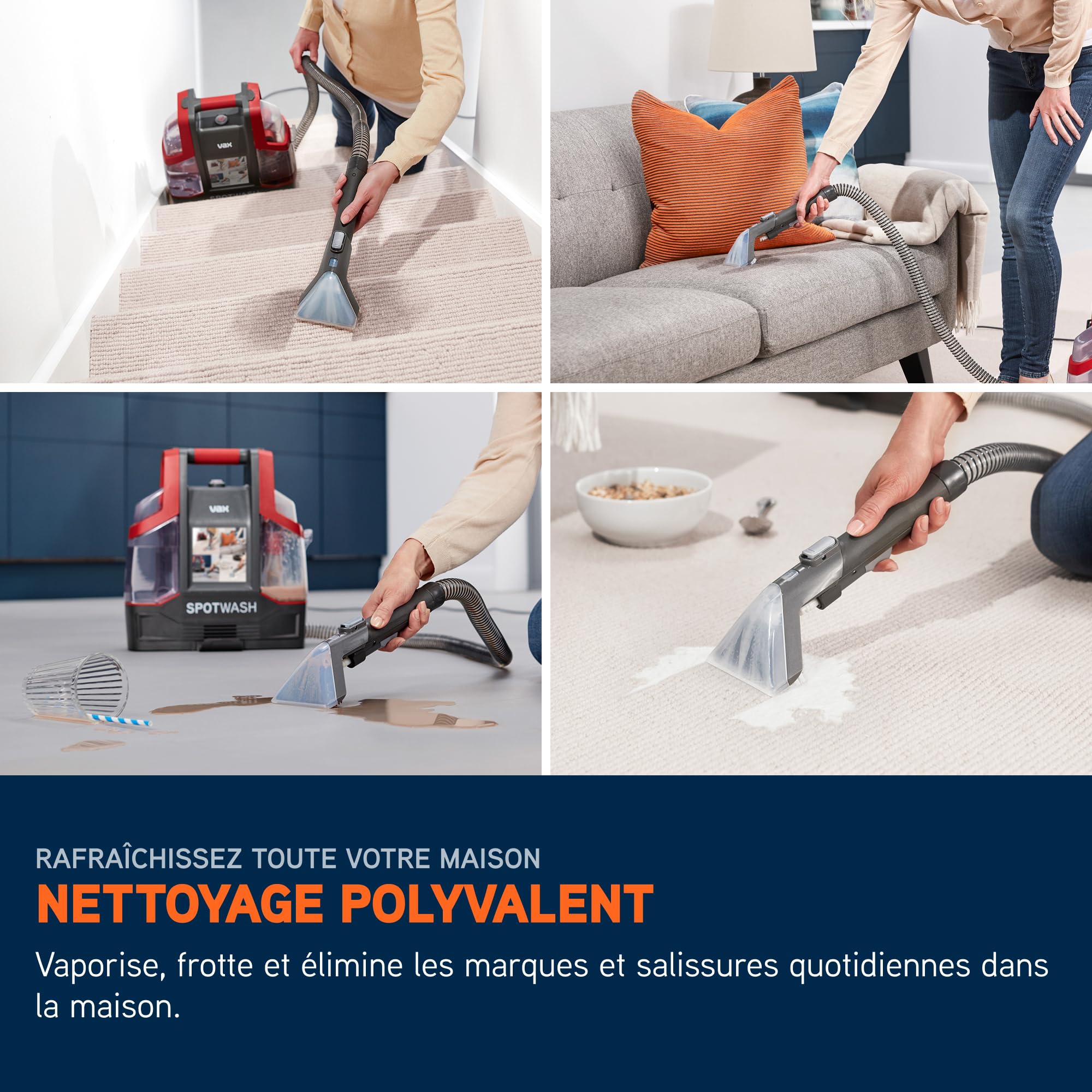 Vax SpotWash Spot Nettoyeur, détachant pour shampouineuse tapis et tissus d'ameublement, séchage rapide et nettoyage en profondeur quotidien pour les escaliers, canapés, voitures et sols durs