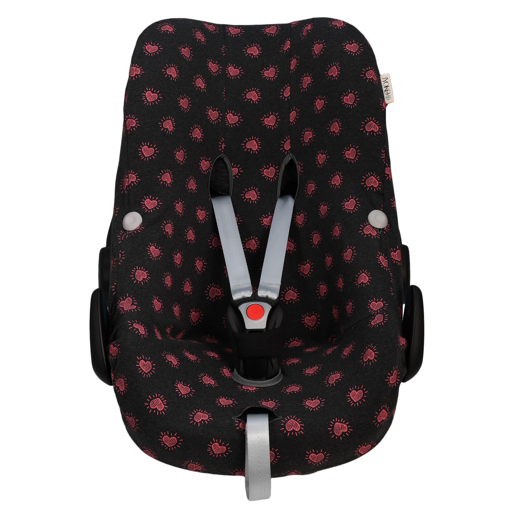 JYOKO KIDS Rivestimento per seggiolino auto in cotone compatibile con Maxi Cosi Pebble (Fluor Heart, Pebble Pro I-size)