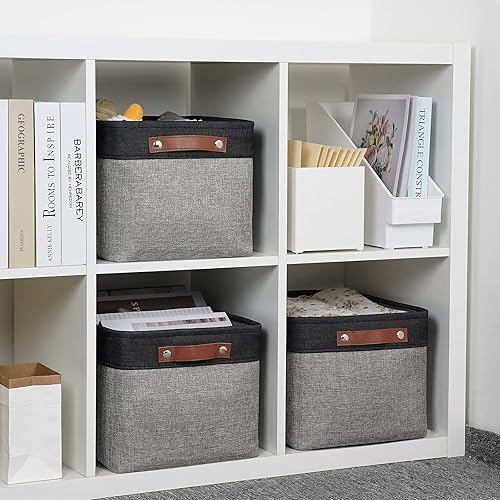 Miniatura 7 de DULLEMELO Contenedores de almacenamiento de cubo de 11 x 11 pulgadas para organizador de cubos, cestas de almacenamiento plegables para organizar el