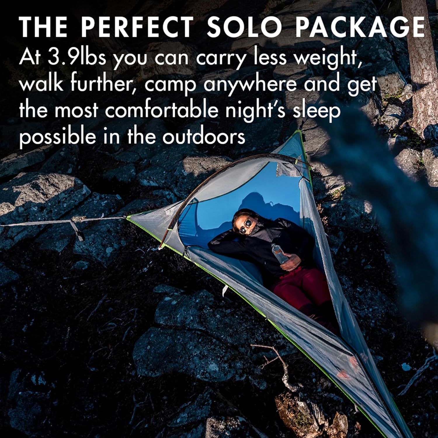 Tentsile UNA V3 Solo Tree Tent Hammock, 1-Person Capacity, Anti-Roll System, Ratchet and Straps Included, Portable Tree House Shelter, Designed in The UK