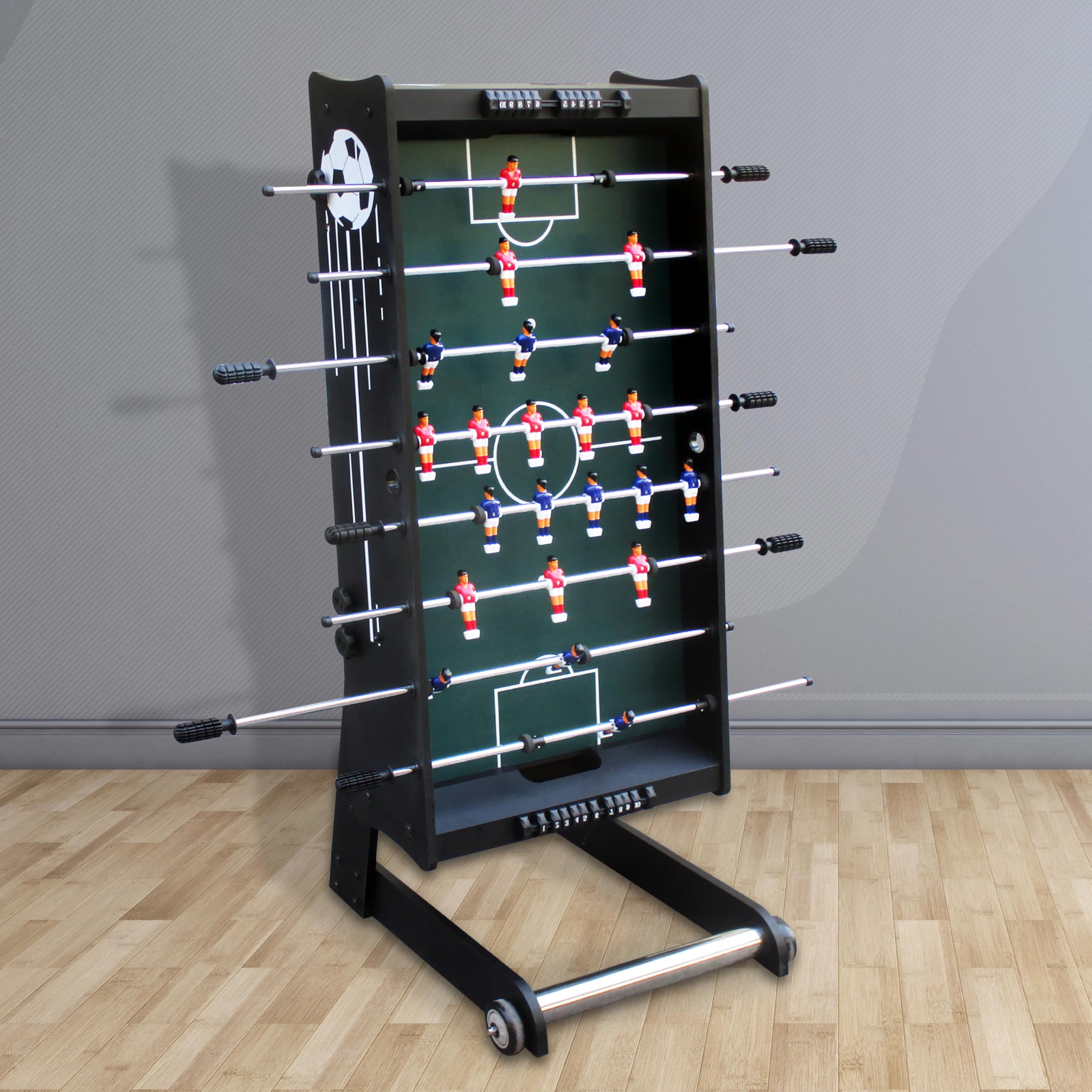 Cougar Table De Babyfoot Scorpion Kick Noir | Jeu De Football De Table Pliable Intérieur pour Tous Les âges | avec 2 Balles & Comptoir De Points