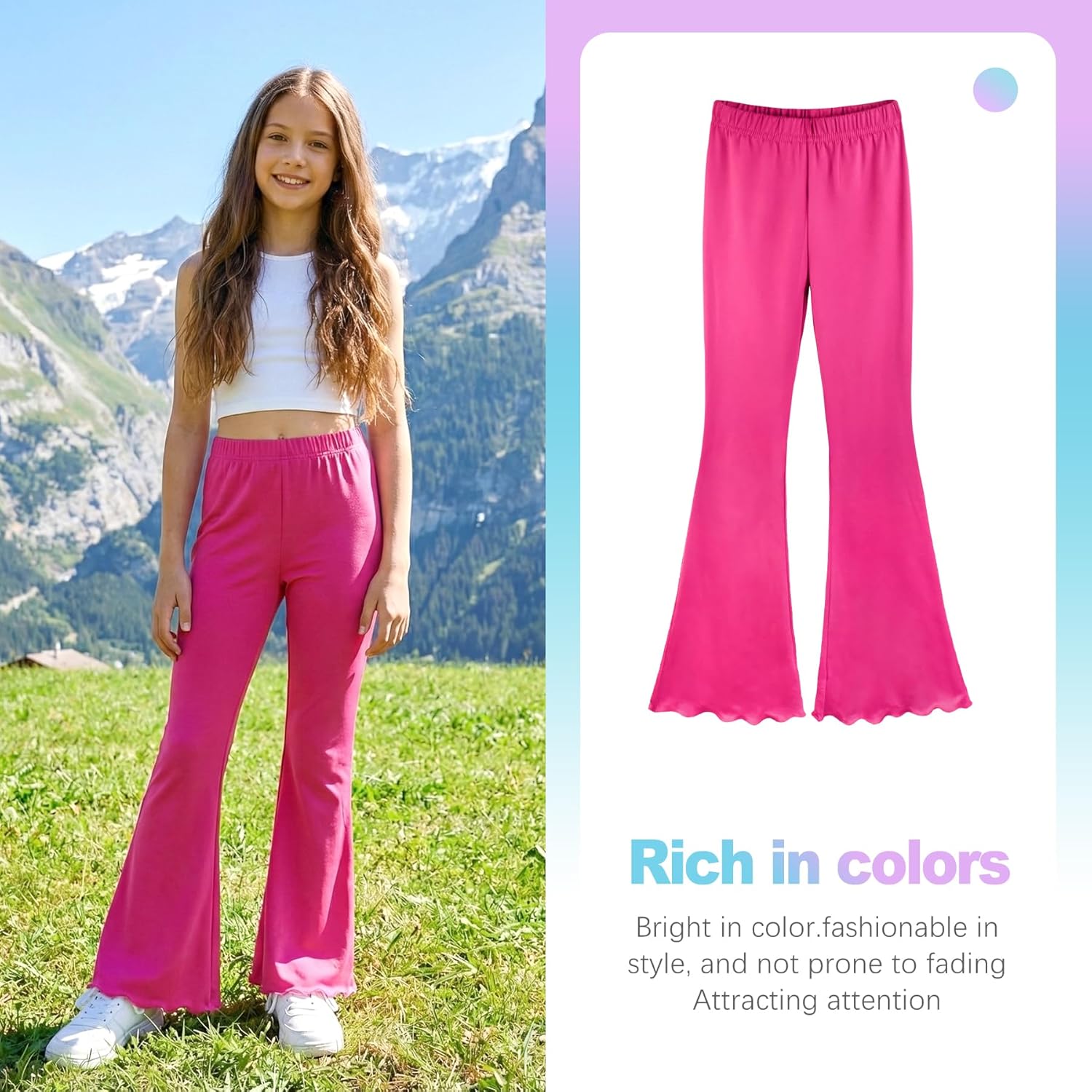 CoguZed 3 Pack Girls Flare Leggings, Buttery Soft Kids Flare Pants - Image 5