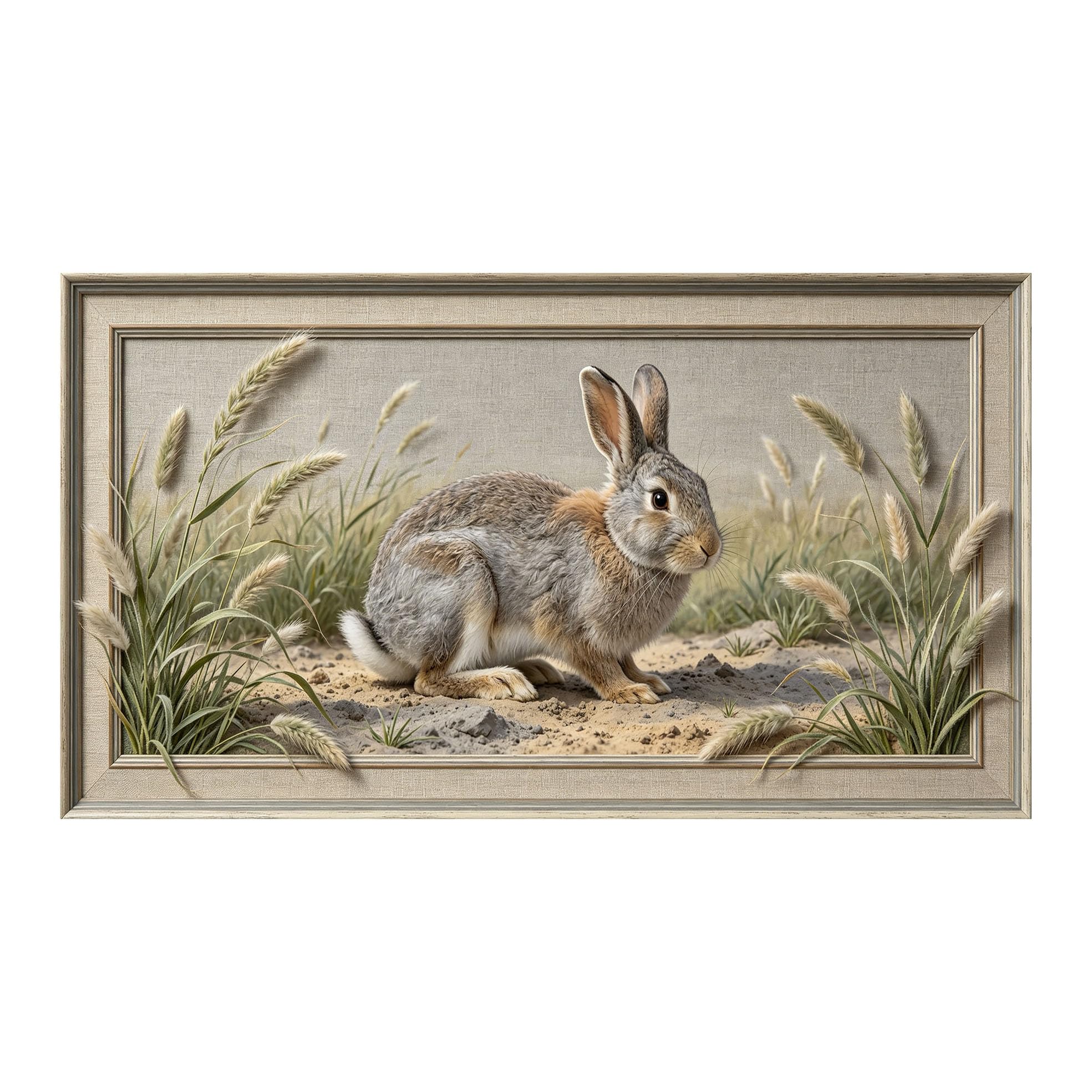 Yzpallescene 3D 3D Framed Wall Art 50cm×90cm Realistic Rabbit Meadow Wildlife Illustration Large Size SelfAdhesive Removable Wall Decor Prints Artwork for Living Room Bedroom Office