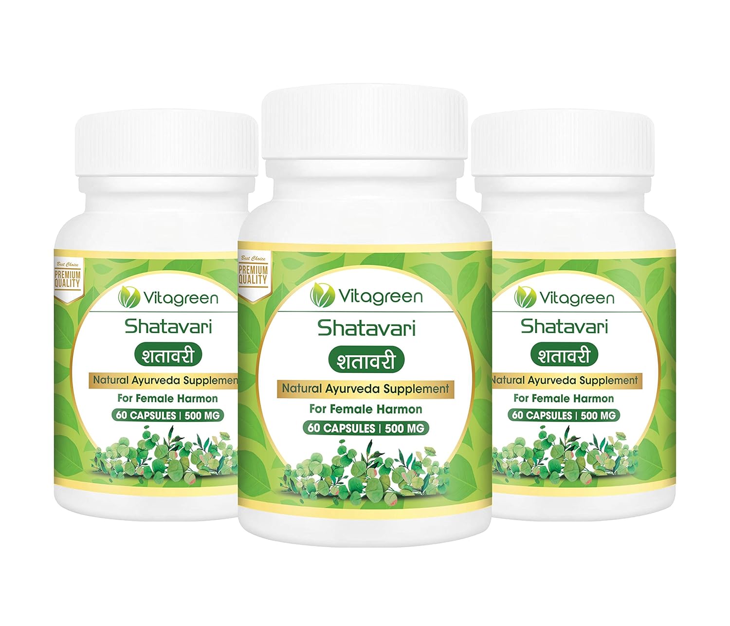 SHATAVARI ASPARAGUS 500 mg, Pack Of 3 (180 Capsules) For Womens General Wellness, 100 Natural
