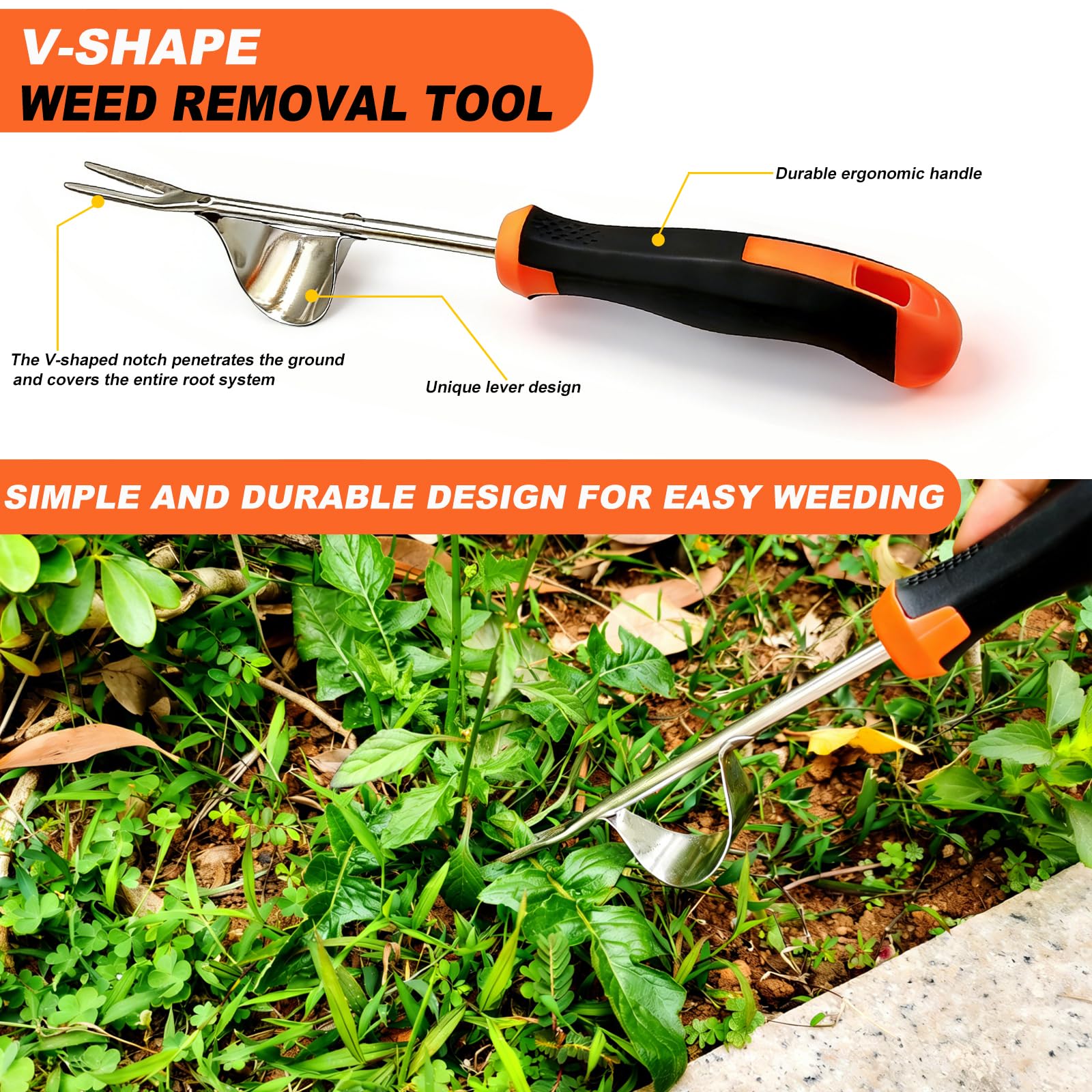 2026 Weed Puller Tool, 3-Piece Garden Weeder Tool Set, Weed Remover Tool, 4-Tine Uprooting Puller & Crevice Weeder, Portable Weeding Artifact for Backyard, Vegetable Garden & Farm - 5