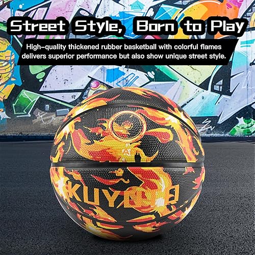 Miniatura 9 de KUYOTQ - Baloncesto para niños, jóvenes y adultos, tamaño 34567 (2225.527.528.529.5"), baloncesto premium de goma o cuero sintético, para interiores