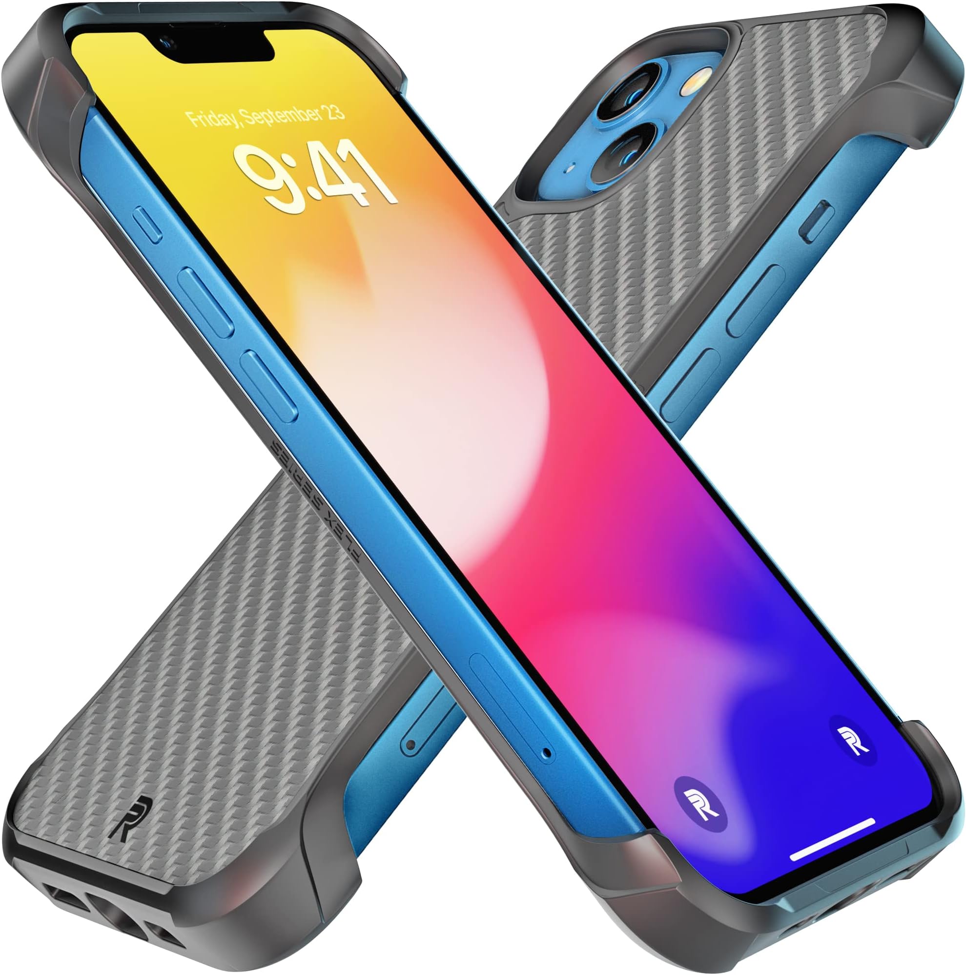Phone iPhone 13 Case [Flex Series] Exposed Sides for Comfort, Aramid Fiber, Strong MagSafe Compatible, Protective Raised Corners, Slim Fit, Frameless Case for iPhone 13 6.1 Inch (Flex Black)