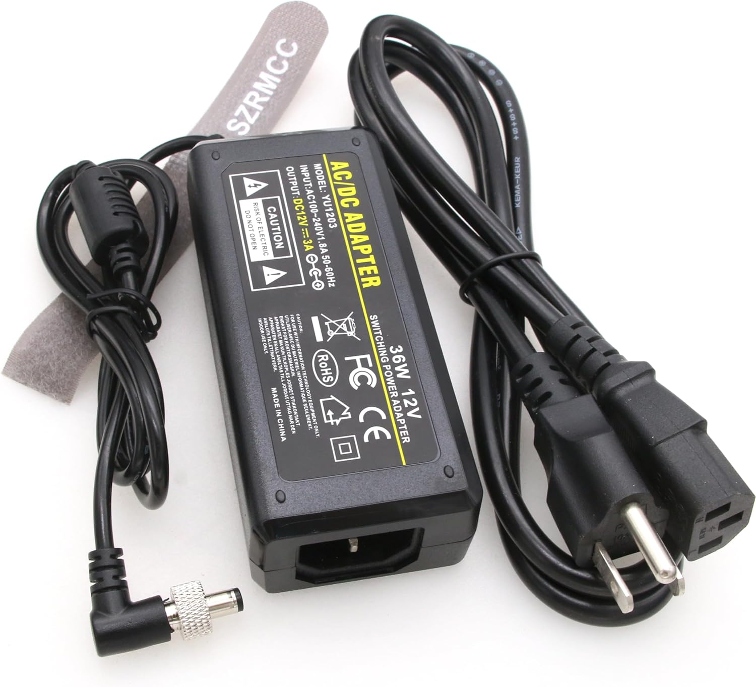 SZRMCC 12V 3A 5.5x2.1mm with Self-Locking AC DC Power Supply Adapter for Video Devices Pix-E5H PIX-E7 KiPRO Atomos Monitor Lectrosonics SR Receiver