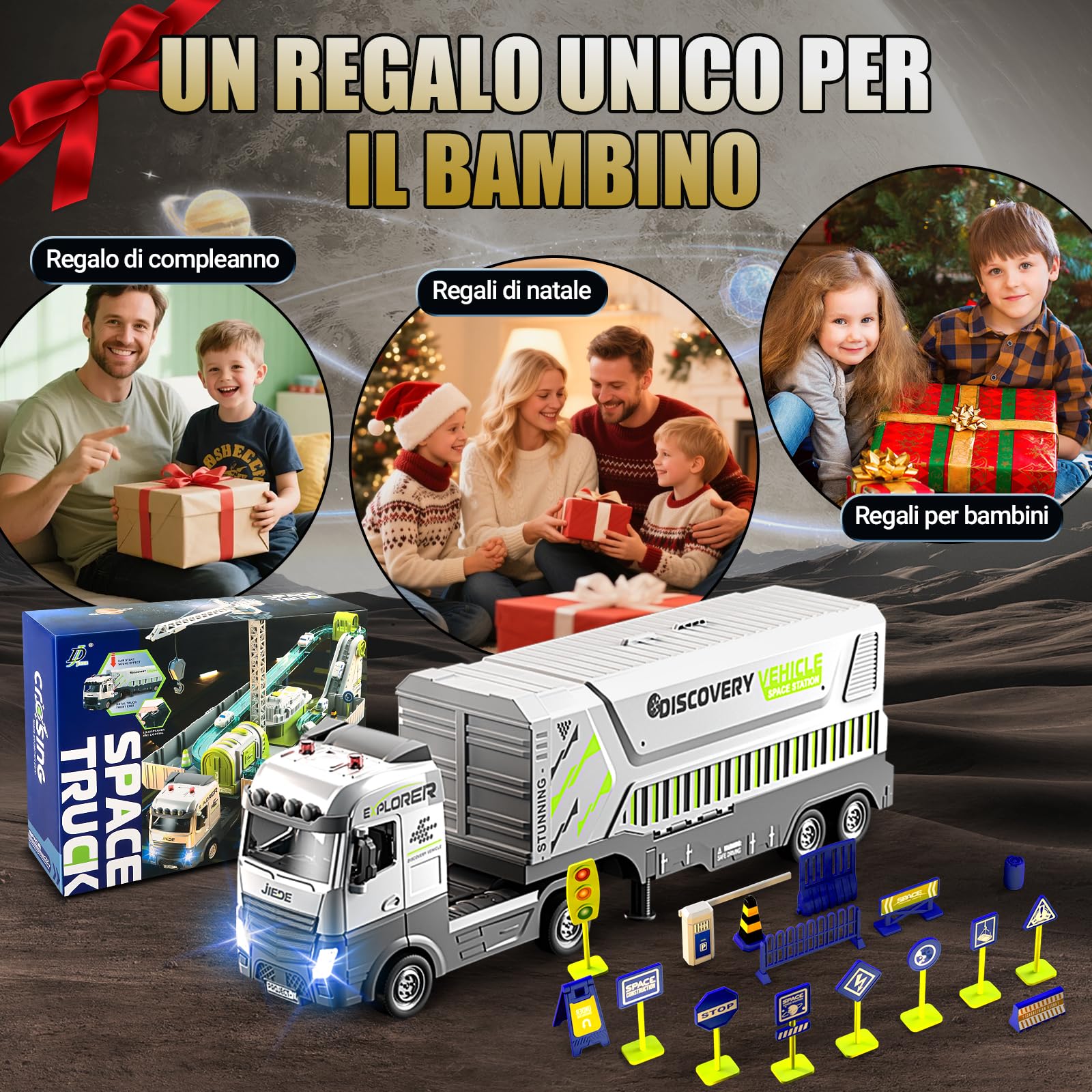 JONRRYIN Camion Cantiere Giocattolo Bambini, Veicoli da Cantiere con Piste Macchinine e Torre Gru, Mini Macchina, Grandi Camion in Lega Regalo per Bambini 3+ Anni
