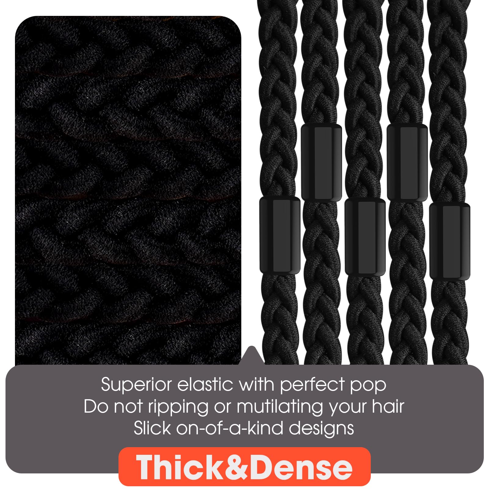 EasYoung 10pcs Braided Mens Hair Ties for Guys for Buns Curly Thick Dense Hair Elastic Hair Ties For Men & Women - Image 3