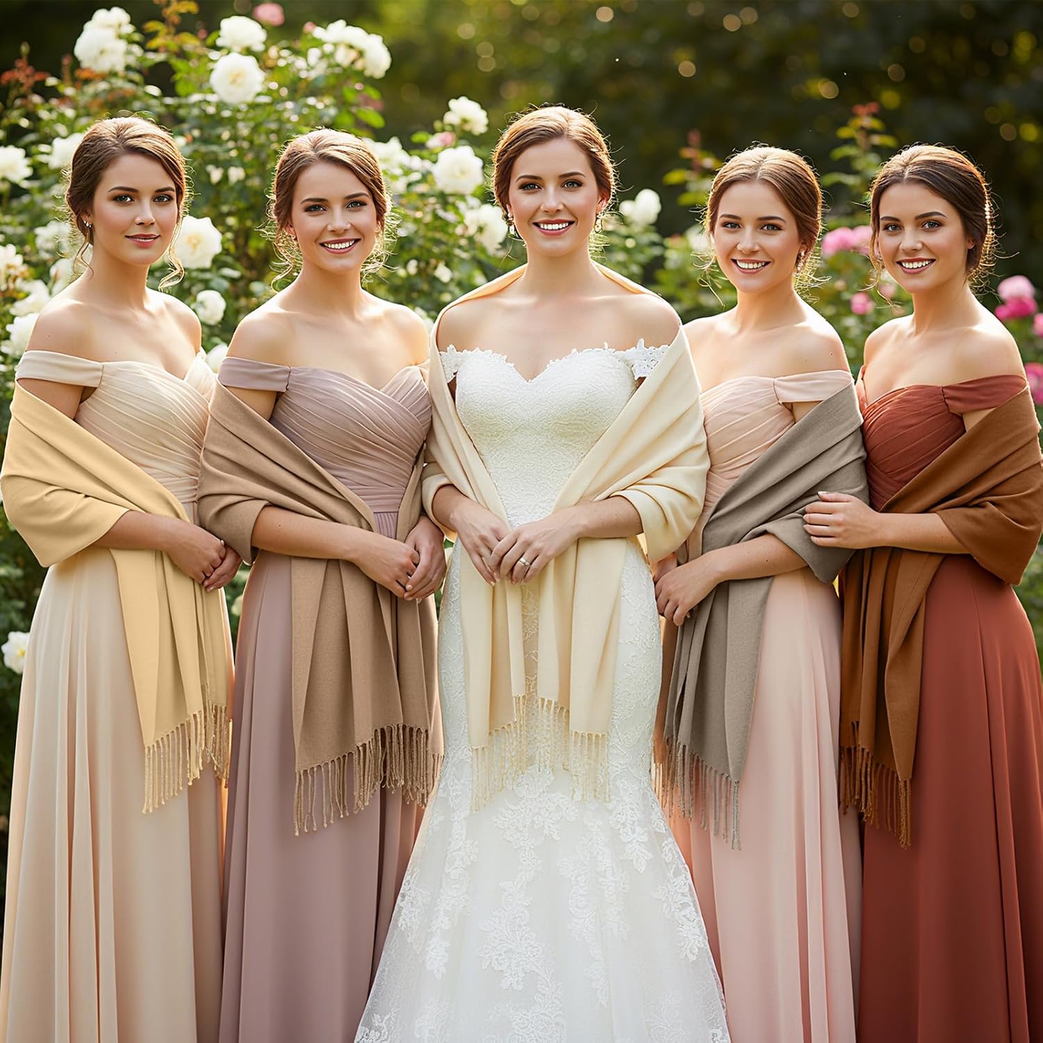 Haysandy Bulk Pashmina Shawls Wraps for Wedding Women Evening Dress Bridesmaid Shawls and Wrap Large Scarf Blanket Guest Gift