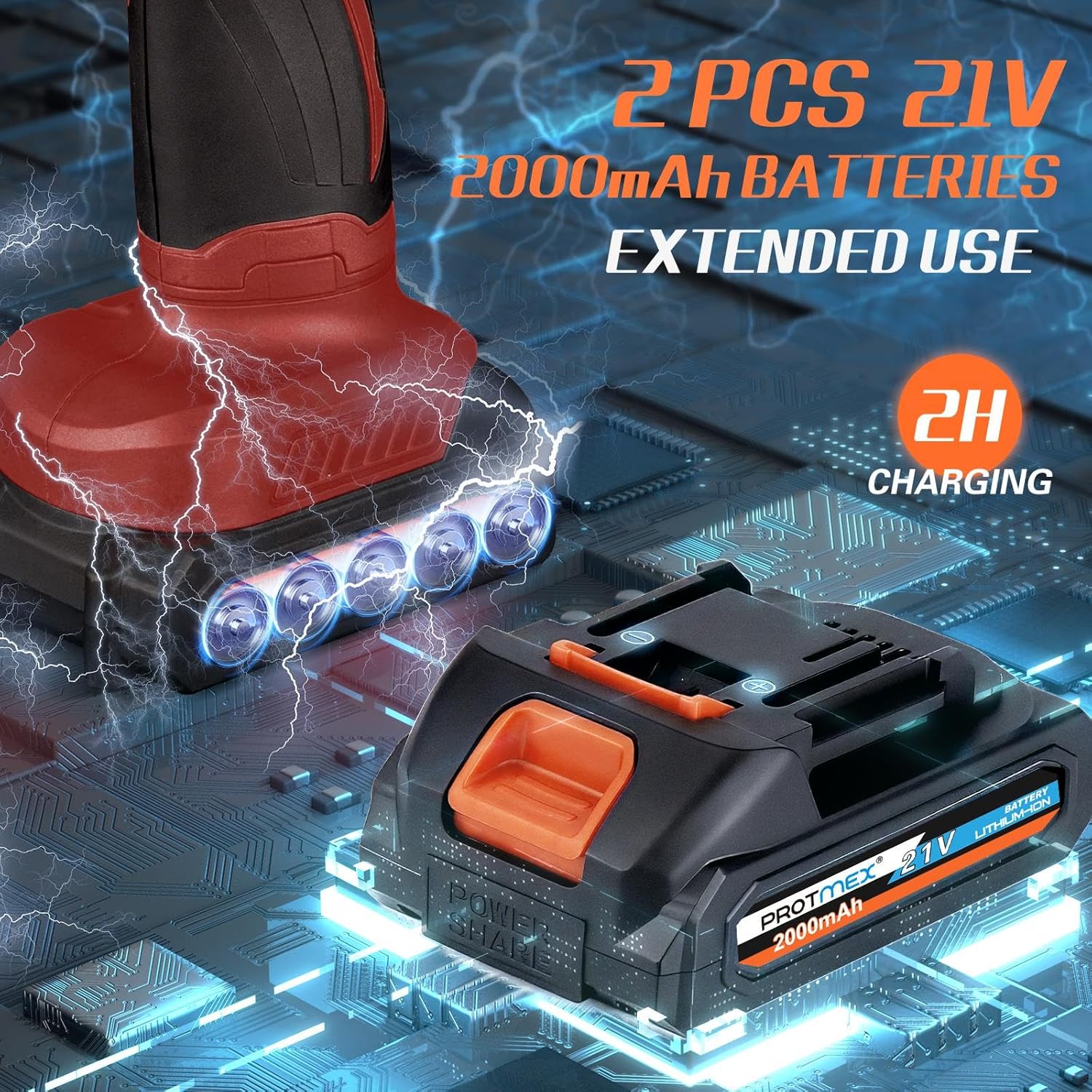 Cordless Car Buffer Polisher w/ 2x2000mAh 21V Batteries, 6 Inch Car buffer Waxer Kit, Car Polishing Machine w/ Extra 18 PCS Attachments & 6 Variable Speed, Car Buffer Polisher for Car Detailing (Red)