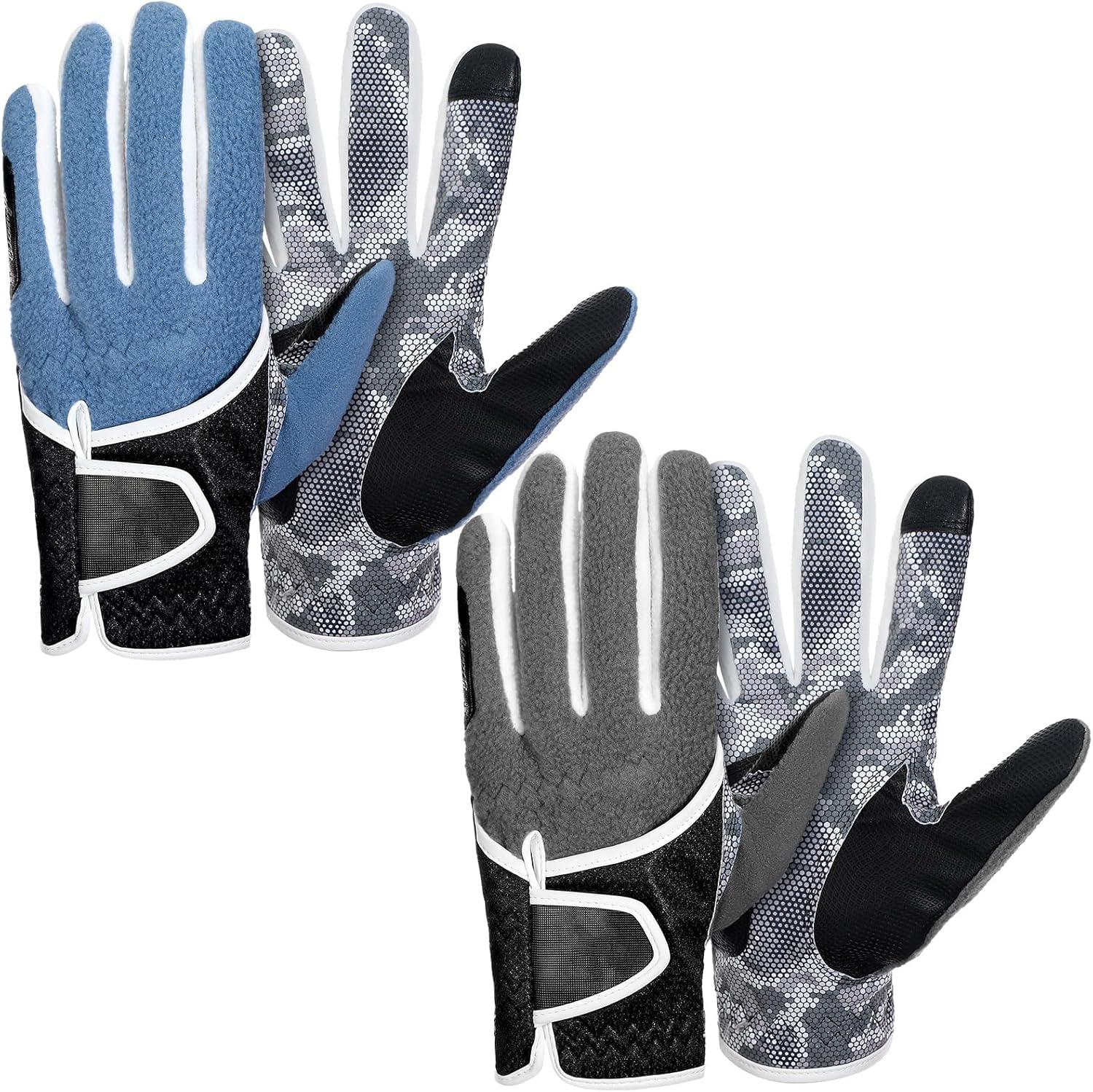 Geyoga 2 Pairs Winter Golf Gloves for Men Cold Weather Rain Golf Glove Large Adjustable Windproof Waterproof Thermal Fleece Gloves for Winter Golfing
