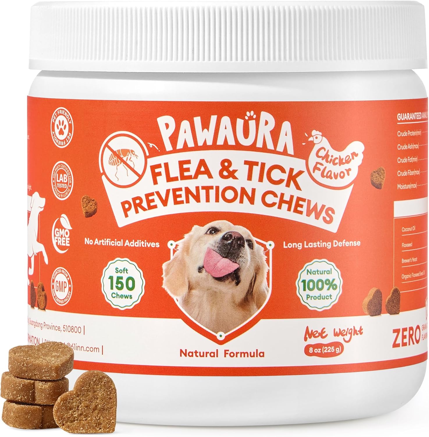PAWAURA Flea & Tick Prevention Chews for Dogs - 150 All-Natural Soft Chews, 3-Phase Protection, Immune Support All Sizes & Ages