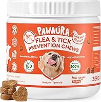 PAWAURA Flea & Tick Prevention Chews for Dogs - 150 All-Natural Soft Chews, 3-Phase Protection, Immune Support All Sizes & Ages