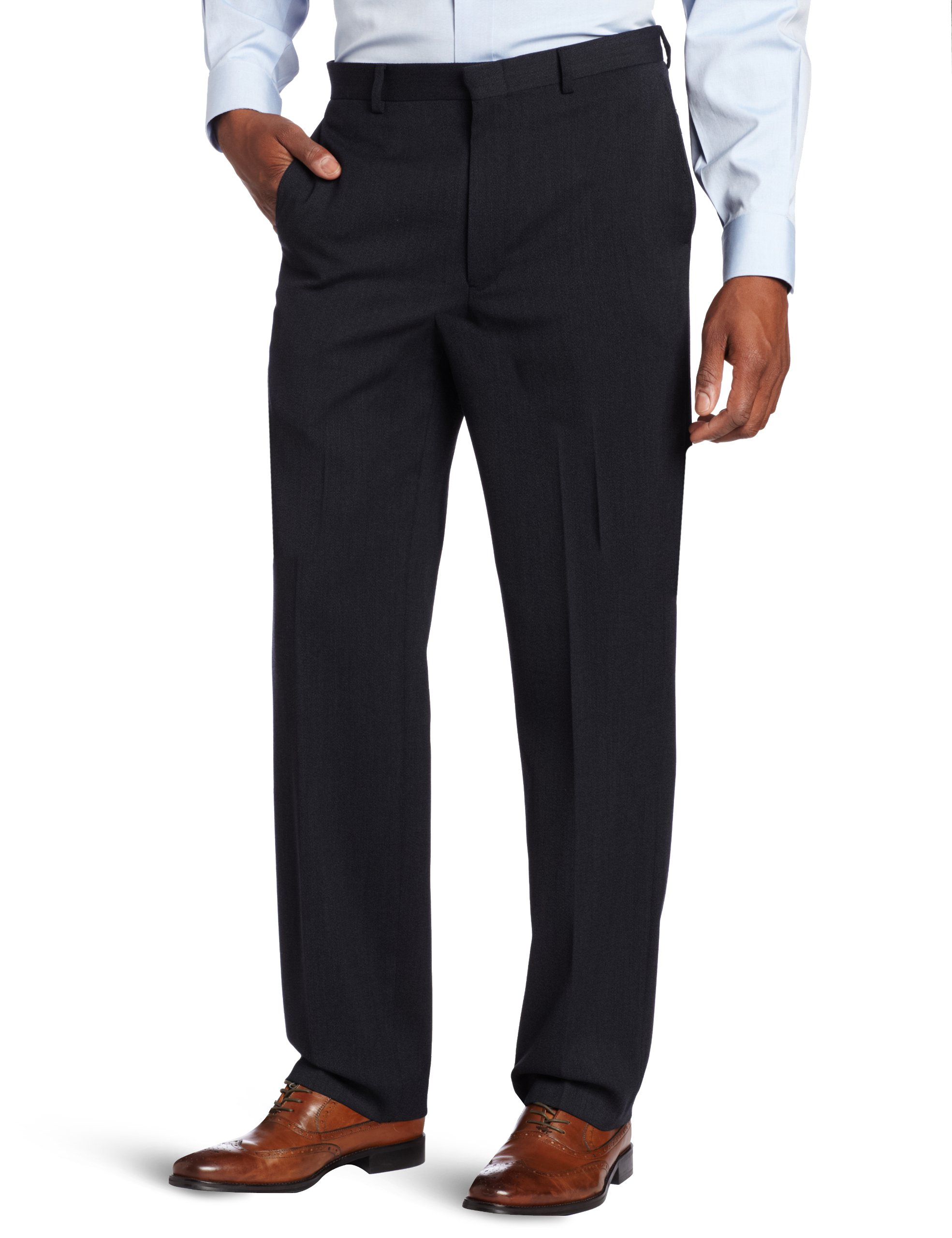 Joseph Abboud Men's 100% Wool Navy Solid Flat Front Dress Pant