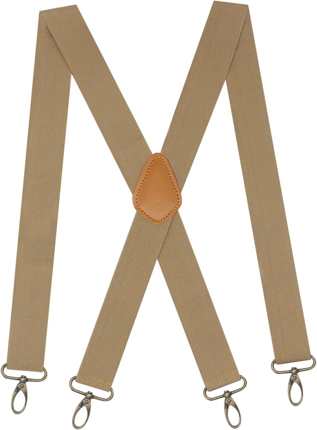 Men’s Heavy Duty Belt Loops X Back 1.4 Inch Suspenders with 4 Snap Hooks