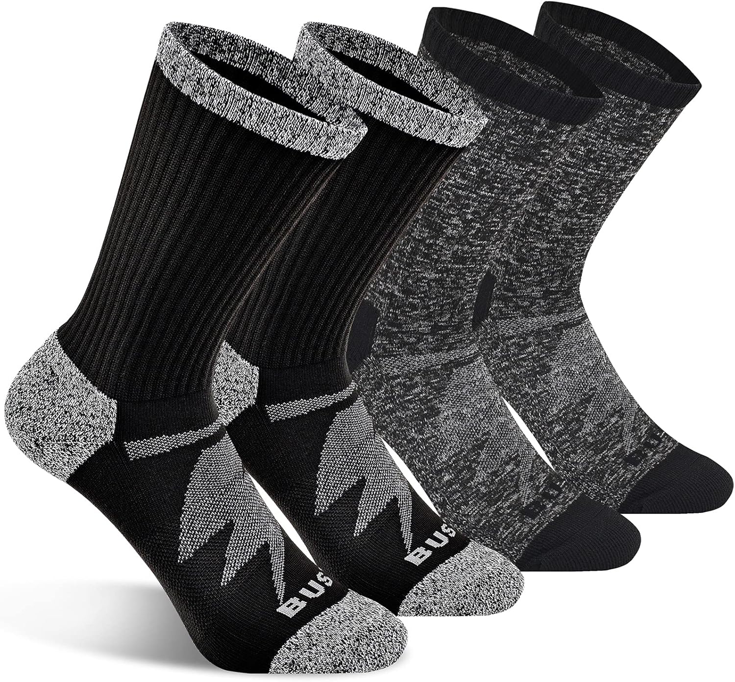 Busy Socks Cushioned Crew Sport Socks for Men Women, Recycled Lightweight Moisture Wicking Athletic Cycling Socks 4 pack