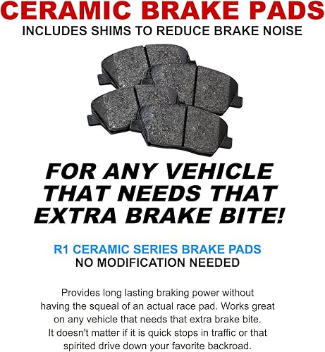 Miniatura 7 de R1 Concepts Kit de frenos y rotores traseros  Pastillas de freno traseras Rotores y pastillas de freno  Pastillas de freno y rotores semimetálicos