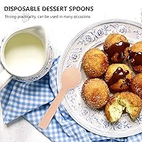 Vista 6 de Hemoton 200pcs disposable wooden spoon kitchen spoon wooden spoons disposable cutlery honey spoons for tea spoons disposable sampling yogurt spoons
