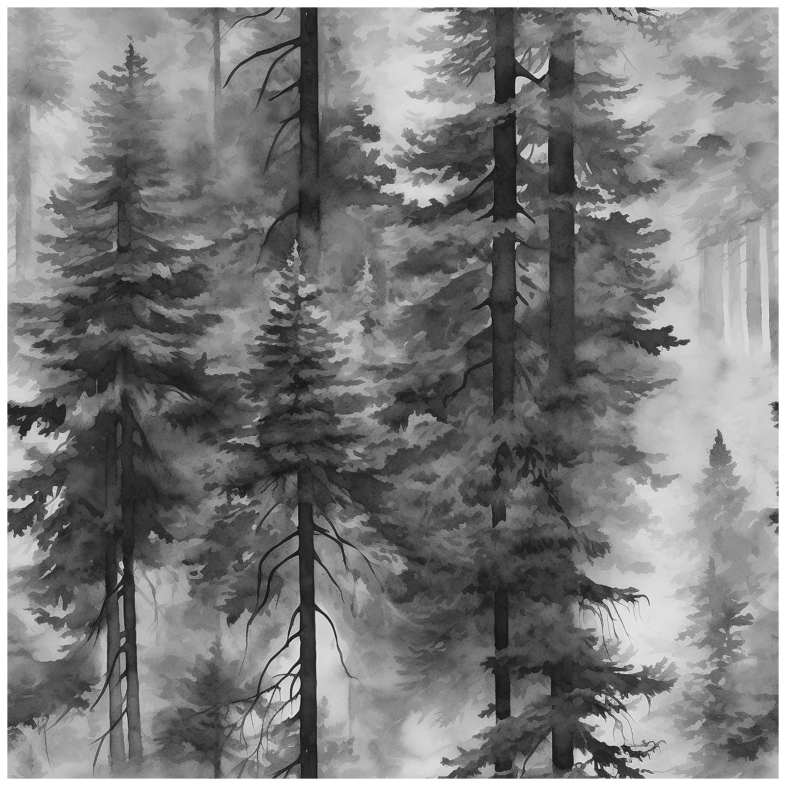 HAOKHOME Forest Wallpaper Self Adhesive Tree Wall Paper Wood Removable for Bedroom Black/Grey Contact Paper 3m x 44.5cm