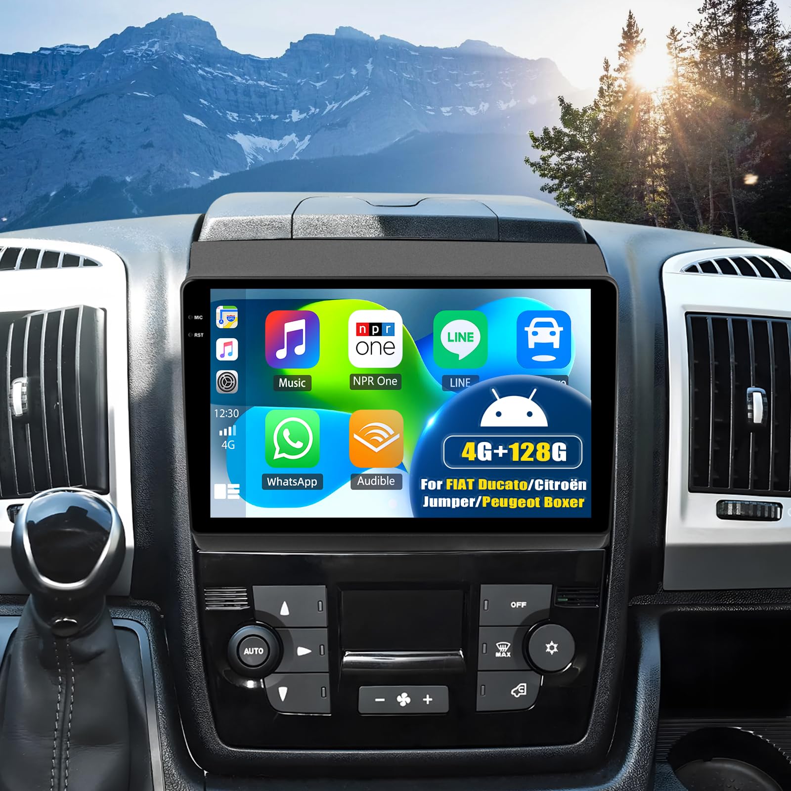 Android 15, 4G+128G GOHHDL Autoradio 2Din für FIAT Ducato/Citroën Jumper/Peugeot Boxer 2010 Carplay Android Auto, 9 Zoll Autoradio 2Din mit GPS WLAN Bluetooth FM/RDS EQ SWC AHD Rückfahrkamera&MIC