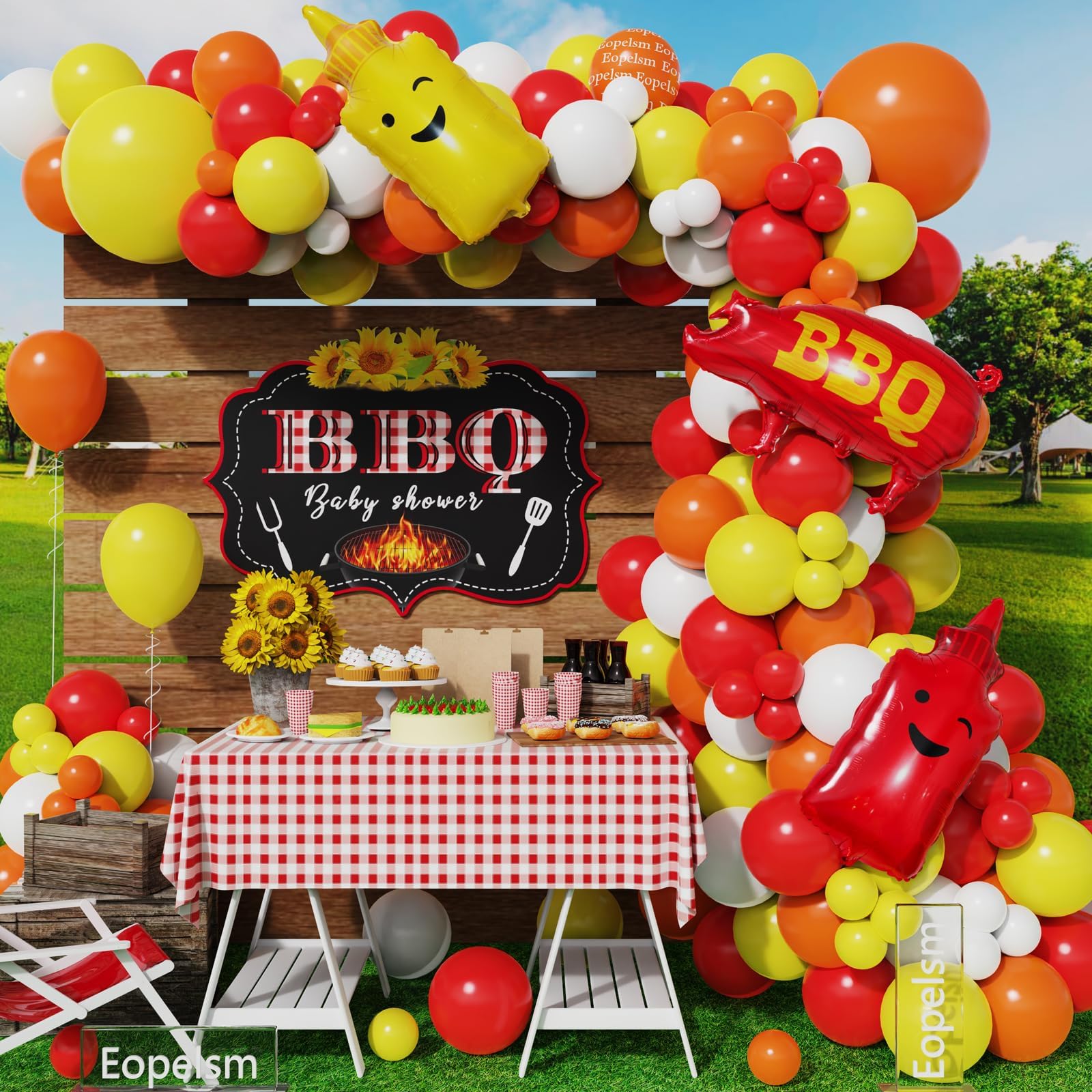 Hot Dog Party Decorations Kit - Balloon Garland Arch With BBQ Theme Supplies