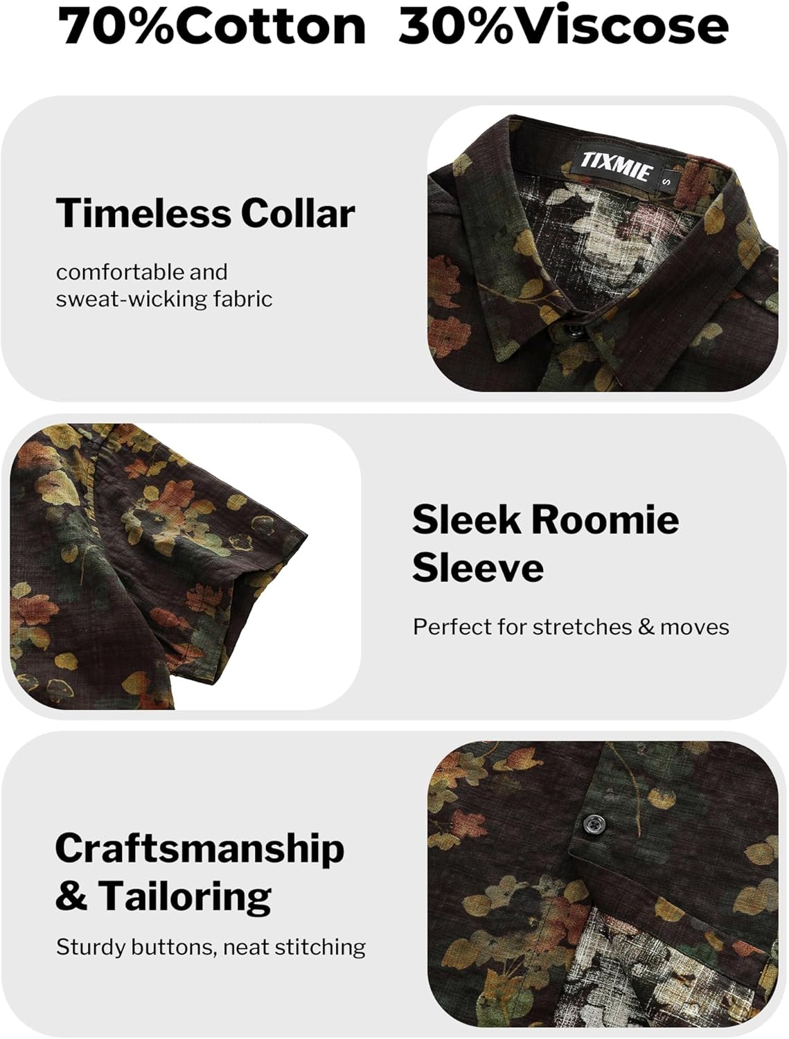 Mens Floral Hawaiian Shirts Short Sleeve Button Down Casual Retro 70s Shirt Summer Vacation Tropical Beach Shirts - Image 5