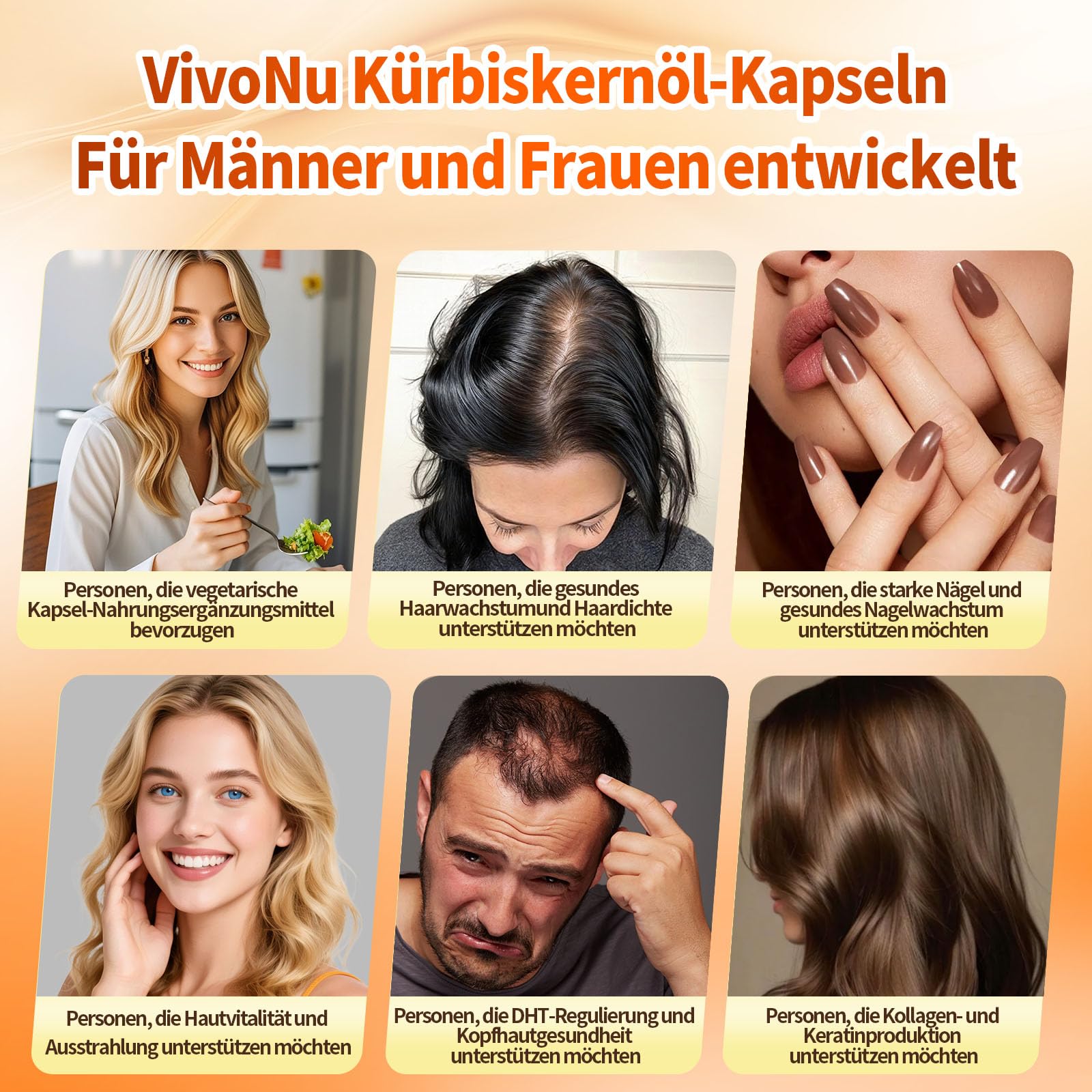 VivoNu Kürbiskernöl mit Sägepalme Kapseln | Prostata Kapseln | DHT-Blocker | 300 Weichkapseln | 4500 mg | Einzigartige Formel 33-in-1 mit Vitamin C, D3, B12, E, A, Zink, Biotin, Eisen